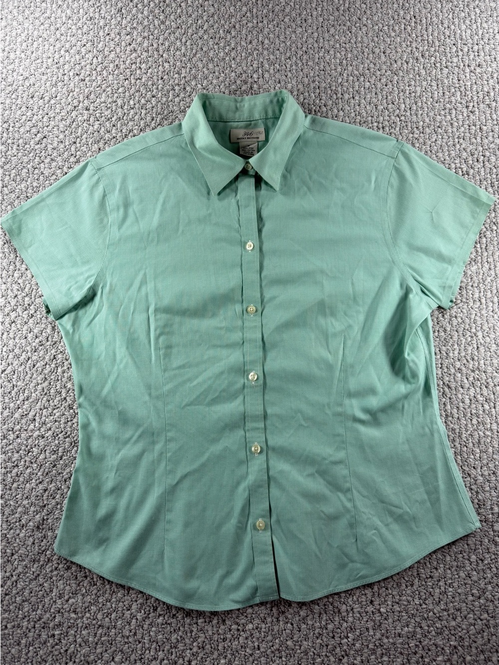 Preppy Aqua Short-Sleeve Button-Down Shirt by Brooks Brothers 346
Size 10